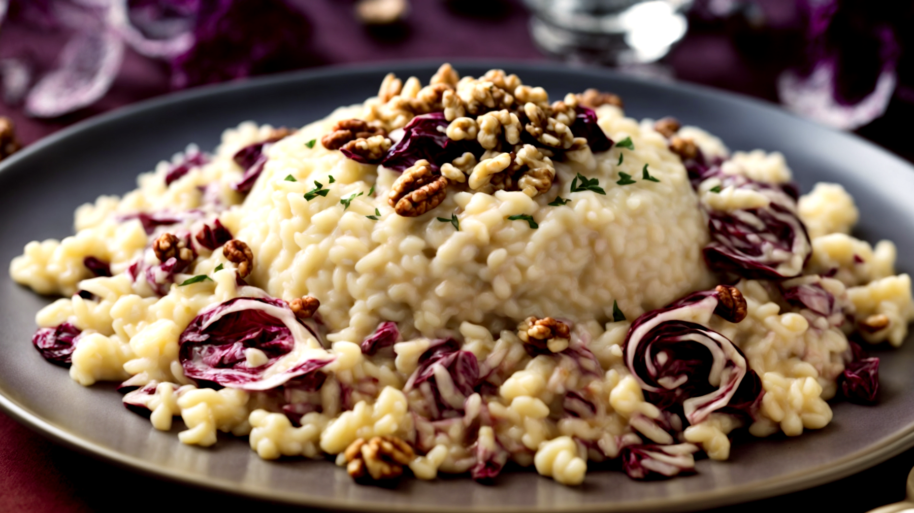 risotto al radicchio frutta secca gorgonzola"